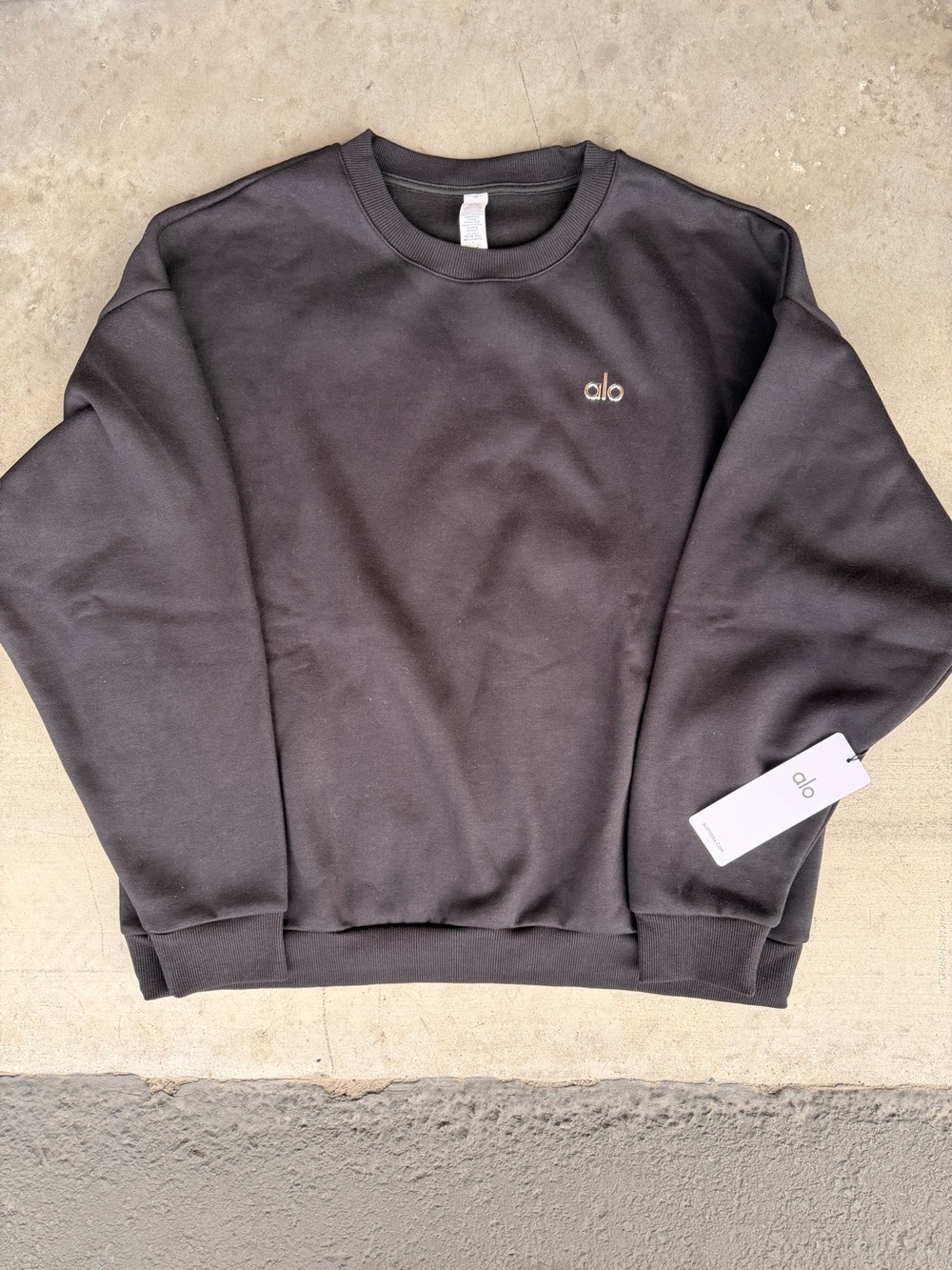ALO Yoga Men's Crewneck Sweatshirt in Black with Small Logo